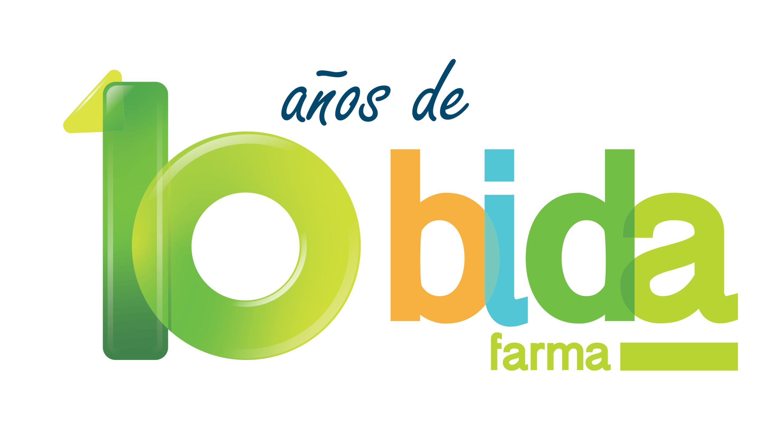 Logo 10 aniversario Bidafarma verde